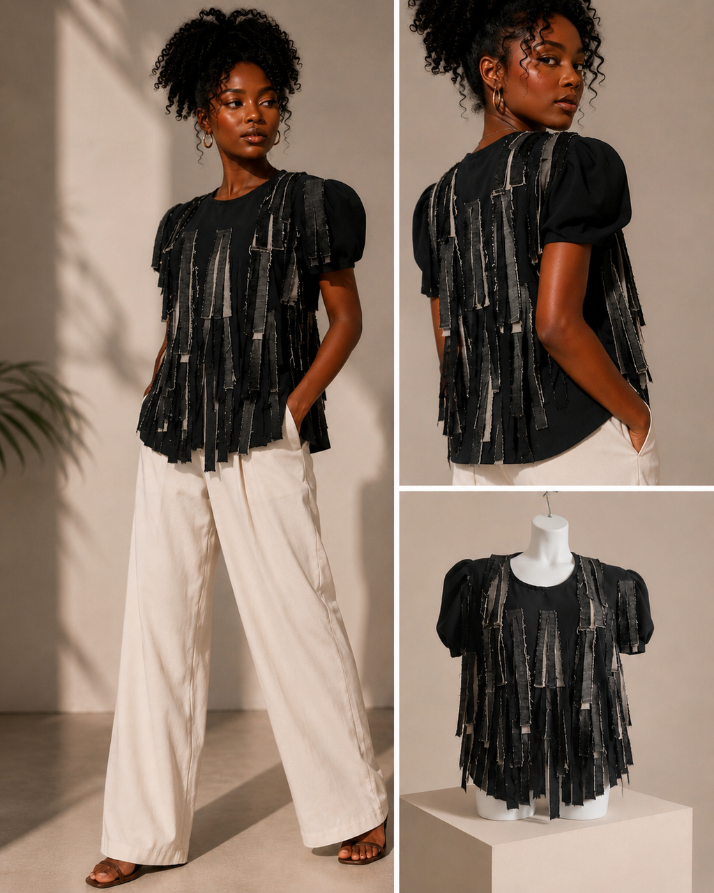 Erin Denim Shredded Top